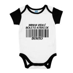 Imagem de Body Raglan Para Bebê Engraçado Boleto Contas A Pagar - Loja Bobkin
