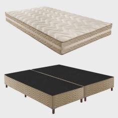 Imagem de Box Queen Júlia 42x158x198cm com Colchão Queen Quality D33 Duoface 26x158x198cm Rustico Bege