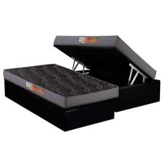 Imagem de Cama Box Baú Solteiro: Colchão Espuma Polar D23 Pérola + Base CRC Suede Black(88x188)