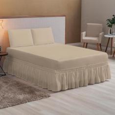 Imagem de Kit Jogo Lençol Casal Queen Com Elástico Decora Para Cama Box + Fronha