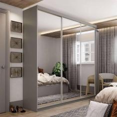 Imagem de guarda-roupa casal com 3 espelhos geneve 3 pt 4 gv cinza