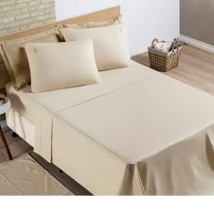 Imagem de Jogo de Lençol Queen 4 peças 100% Algodão Percal 200 Fios Bordado Liana