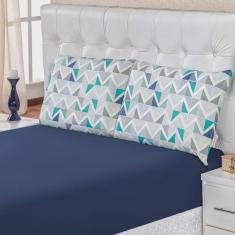 Imagem de Jogo De Cama Malha Casal Quality 03 Peças - Geométrico Azul