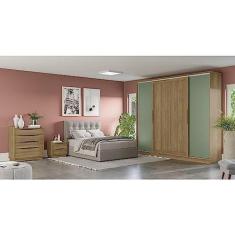 Imagem de Guarda Roupa 4 Portas de Correr 4 Gavetas Kappesberg Nogueira/macadamia