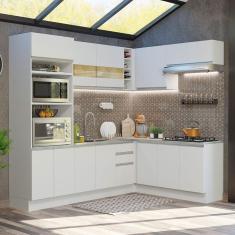 Imagem de Cozinha Completa de Canto Madesa Glamy 419001 com Armário e Balcão (Sem Tampo e Pia) - Branco
