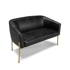 Imagem de Sofá Namoradeira 2 Lugares Pé De Ferro Dourado Stella Corano D03 - D`rossi Cor Preto