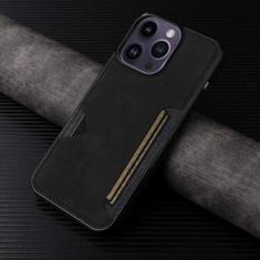 Imagem de Capa de telefone com suporte de cartão para iPhone 15 14 13 12 11 Pro Max Mini XS XR X SE 2020 2022 7 8 Plus Capa de couro PU carteira, preta, para iPhone 13 Mini