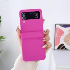 Imagem de Moda de luxo vermelho simples caso de telefone para galaxy z flip 5 5g z flip4 flip3 zflip3/4/5 capa, rosa, para galaxy z flip 3