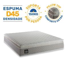 Imagem de Colchão Casal Espuma D45 Pillow Top Strong 138x188x24cm - Suporta até 150kg por pessoa