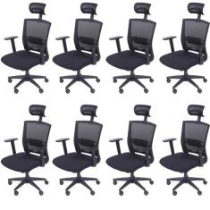 Imagem de Kit 8 Cadeiras para Escritorio Presidente Nr17 Office 3317 Preto