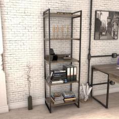 Imagem de Estante Multiuso 5 Prateleiras 187Cmx60cm Industrial Kuadra Compace Carvalho Dark