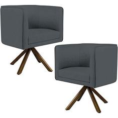 Imagem de Kit 02 Poltronas Decorativa Base Giratória de Madeira Betina D02 Corano  C-03 - Lyam Decor