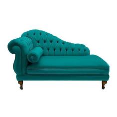 Imagem de Recamier Sofá Direito Larissa 160cm Sala Suede Azul Turquesa - Incasa