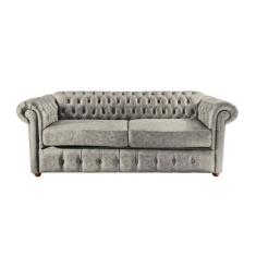 Imagem de Sofá Chesterfield Capitone Luis XV Vicenzo Cinza Couro Eco 1,80 / Deco