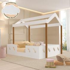 Imagem de Cama Casinha Infantil Montessoriana Isa Branca E Mel Acompanha Luminár