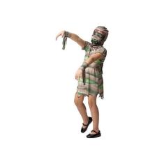 Imagem de Fantasia Múmia Nefertiti Infantil Com Máscara e Faixas de Halloween