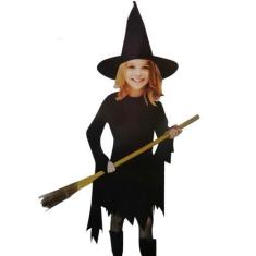 Imagem de Fantasia Bruxa Infantil Com Chapéu Halloween Festa - Jac Fashion, M
