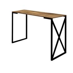 Imagem de Mesa De Escritório Computador 90cm Bex Industrial Ferro Preto MDF Caramelo - Ahz Móveis