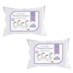 Imagem de Kit 2 Travesseiros Antialérgico Penas de Ganso 50cm x 70cm Daune