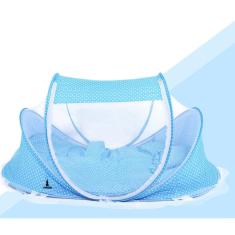 Imagem de Berço Bebê Portátil Tenda Mosquiteiro Cama 3 Peças Menino Azul