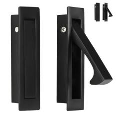 Imagem de HOMOTEK Puxador de porta de bolso embutido, puxador de porta nivelado de borda, puxador de dedo de porta oculto, ferragens de bolso modernas para porta deslizante, tamanho: 80 x 22 x 16 mm, aço