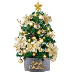 Imagem de Árvore de Natal Yeauhwov Mini 60cm com luzes e enfeites