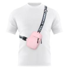 Imagem de Peicees Mini bolsa tiracolo tiracolo com bolso duplo, resistente à água, suporte de telefone para corrida para homens e mulheres, rosa, mini, Bolsa tiracolo