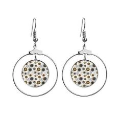 Imagem de Brincos de flores abstratas com pétalas amarelas e pretas, argola pendurada, joia circular