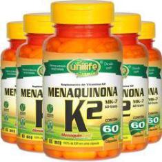 Imagem de Kit 5 Vitamina k2 menaquinona mk7 60 cápsulas Unilife