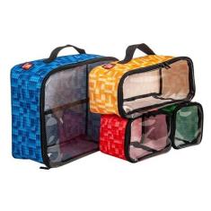 Imagem de Remobia Hicol Conjunto organizador de brinquedo infantil de 4 peças para blocos de construção Lego com parte superior transparente de poliuretano termoplástico transparente, pequenos sacos