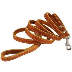 Imagem de Coleira clássica para cães de couro grosso legítimo 1,27 cm de largura 1,27 m, raças pequenas