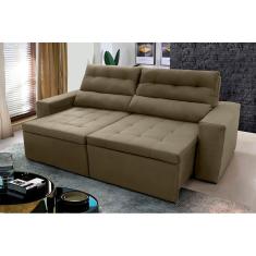 Imagem de Sofá Retrátil Reclinável Arizona 2,30m Suede Velut Bege - King House