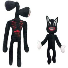 Imagem de Brinquedos de pelúcia Siren Head Cat Dog para meninos e meninas, presente de festa (preto)