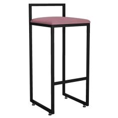 Imagem de Banqueta Alta Cozinha De Jantar Hanna L02 Preto Suede Rosê