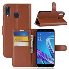 Imagem de Capa ASUS Zenfone MAX M1 ZB555KL, capa carteira flip de couro PU premium com compartimento para cartão, suporte e fecho magnético [capa interior TPU à prova de choque] compatível com ASUS MAX M1