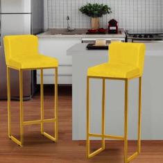 Imagem de Kit 02 Banqueta Alta Com Encosto Lucca Industrial Cozinha Balcão Bistr