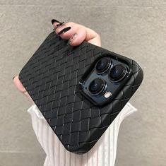 Imagem de Estojo fino e macio com padrão de tecido respirável para iPhone 14 13 12 mini 11 Pro Max X XR XS Max 7 8 Plus SE 2 3 Grid Capa traseira sólida, preto, para iphone 12 Pro