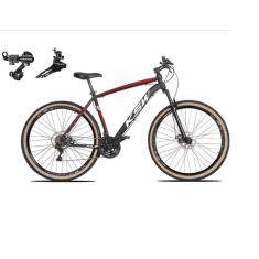 Imagem de   Bicicleta Aro 29 Ksw Xlt Alumínio 24v Câmbios Shimano Garfo Suspensão Pneu com Faixa Bege - Preto\Vermelho\Branco