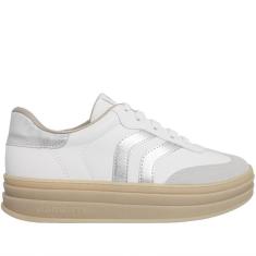 Imagem de Tênis Via Marte Flatform Feminino Recortes Metalizados & Nobuck Branco - 36-Unissex