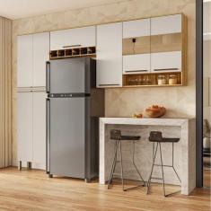 Imagem de Cozinha Compacta Modulada 3 Peças 8 Portas com Vidro Itália Espresso M