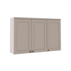 Imagem de Armário Aéreo Cozinha 120cm Iluminata 100% Mdf 3 Portas Branco/Fendi -