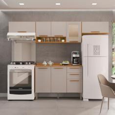 Imagem de Cozinha Compacta 4 Peças 8 Portas 2 Gavetas Bella Cinamomo/off White
