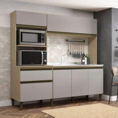 Imagem de Cozinha Compacta Vitoria New 6 Portas 1 Gaveta Dourado/Fumê - Jcarvalho