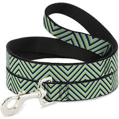 Imagem de Buckle-Down Coleira para cachorro listrada Chevron branca verde neon azul marinho 1,8 m de comprimento 2,5 cm de largura