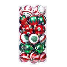 Imagem de 20 peças de enfeites de plástico multicoloridos, bolas de Natal de 6 cm, decorações para pendurar na árvore de Natal para Natal, casamento e festas de aniversário