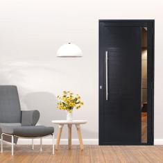 Imagem de Porta Lambril de Alumínio 210 x 90cm com Puxador e Visor Linha 30 Lado Direito Preto