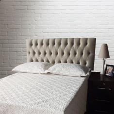 Imagem de Cabeceira Cama Box Capitonê Suede Liso Bege Vintage Queen 160 X 60 Rbl