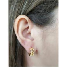 Imagem de Brinco Argola Vazada Com 4 Zircônias Folheado Em Ouro 18K