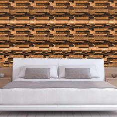Imagem de Papel De Parede Madeira Retalhos Escuro Adesivo Sala Quarto