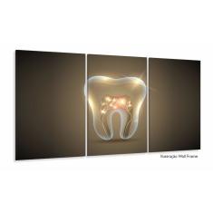 Imagem de Quadros Decorativos Dente Consultório Dentista 120x60 3 peça